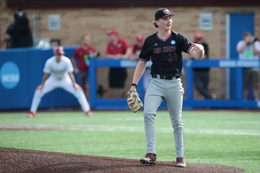 Max Knight takes the mound facing Arkansas in the Lawerence Regional