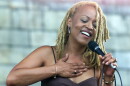 FILE - Cassandra Wilson performs at the JVC Jazz Festival in Newport, R.I., on Aug. 10, 2003. (AP Photo/Stew Milne, File)