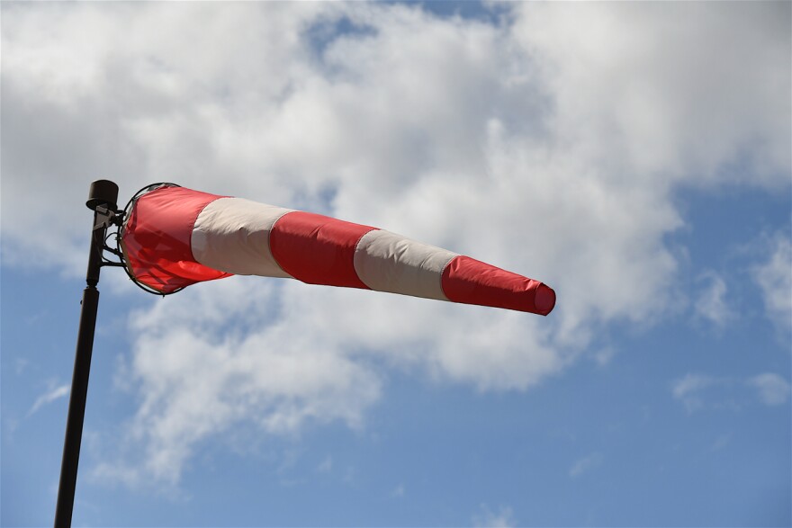 Nantes, France-07 28 2021:Windsock floating in the wind, Nantes, France.