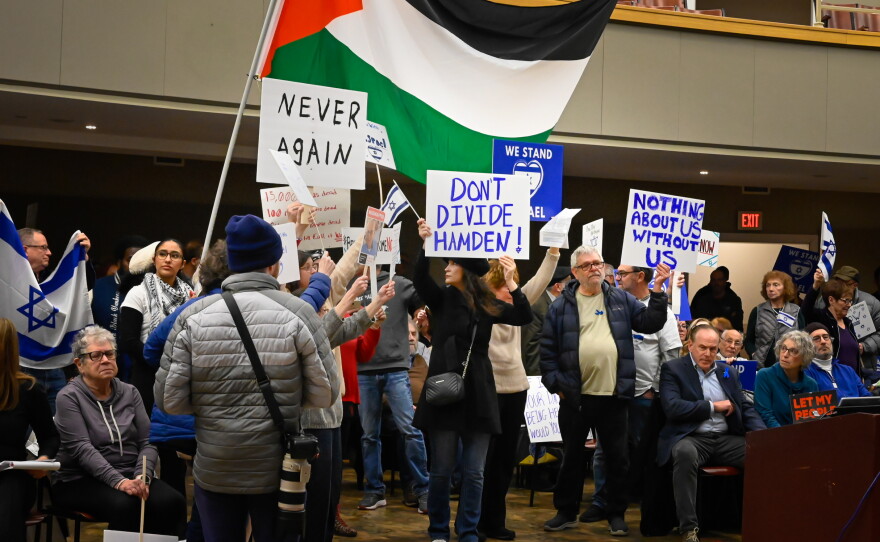 Dozens attended a Hamden’s Legislative Council public hearing that lasted in the overnight hours to discuss a nonbinding ceasefire resolution in Gaza. While no decision was made, the resolution has proven to be divisive within the town.