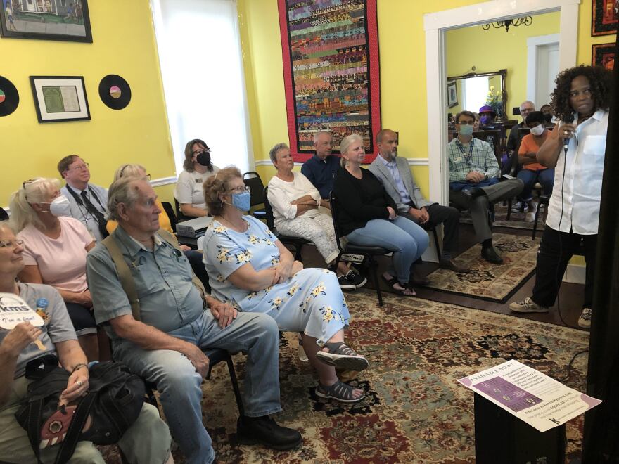 Dr. Alicestyne Turley — the director of the Freedom Stories Project, which focuses on African American and Appalachian history — details the origins of the Eighth of August and Juneteenth during a presentation at the Hotel Metropolitan on Aug. 4.