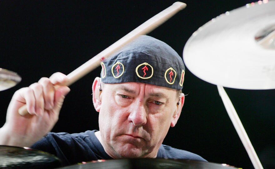 LAS VEGAS - MAY 10: Rush drummer Neil Peart performs at the Mandalay Bay Events Center on May 10, 2008 in Las Vegas, Nevada.