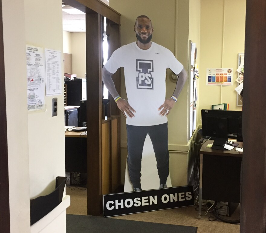 LeBron James' support for the I Promise School is already being recognized in the halls of the Akron Public Schools' administration building.