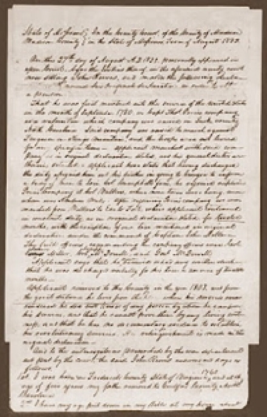 John Reeves Revolutionary War Pension Application Statement