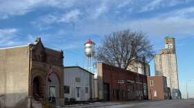 The quiet main street of a small Iowa town.