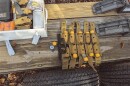 This image provided by U.S. Attorney’s Office, Eastern District of Virginia shows a stockpile of homemade explosives Federal agents seized when they arrested Brad Spafford, a Virginia man on a firearms charge in Dec. 2024.