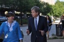 After meeting with female veterans and healthcare providers, Blunt walks to the VA Women's Clinic in St. Louis. 