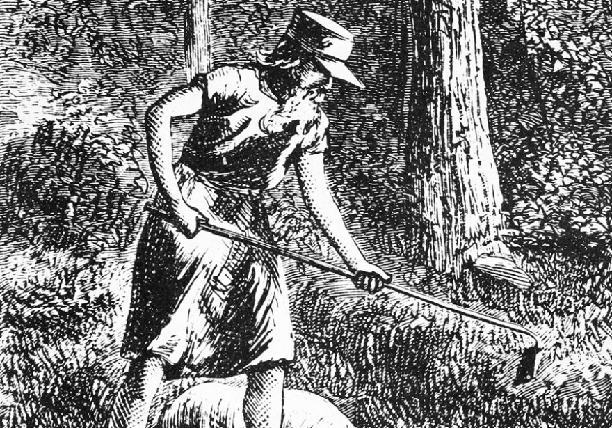 An etching of John Chapman, aka Johnny Appleseed, from Harper's New Monthly Magazine in 1871.