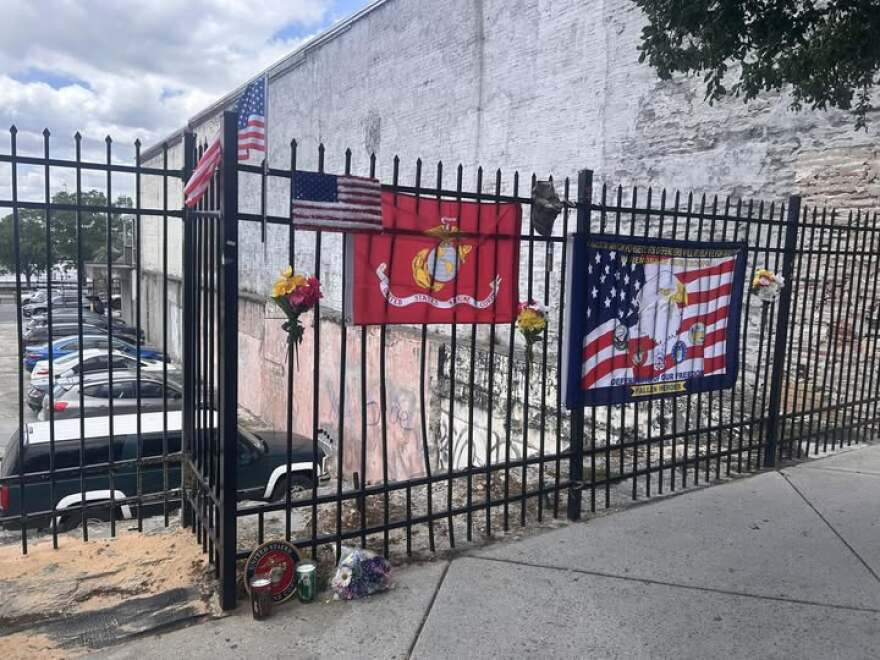 A memorial to U.S. Marine Daniel Montano on North Front Street in downtown Wilmington.