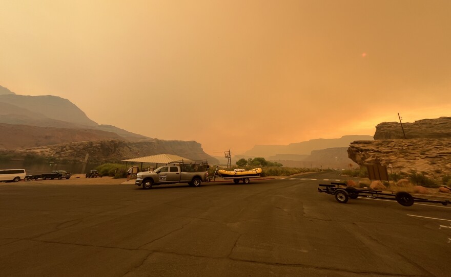 Commercial river trips began rigging and preparing to launch downriver under the smoky haze of wildfire smoke Saturday.