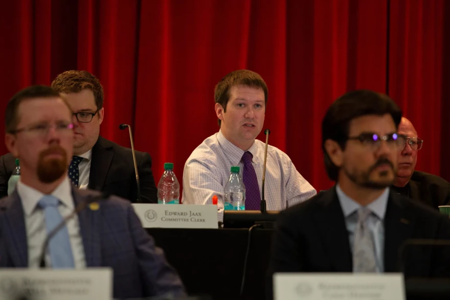 State Rep. Cody Vasut, R-Angleton, speaks during a hearing in Houston on July 26, 2025.