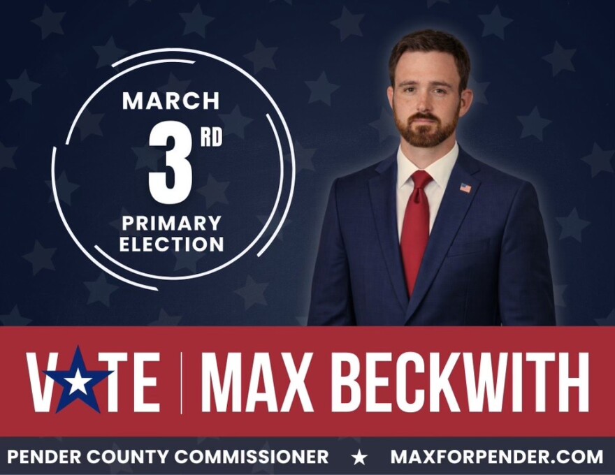 Max Southworth-Beckwith is a Republican candidate for Pender County commissioner.