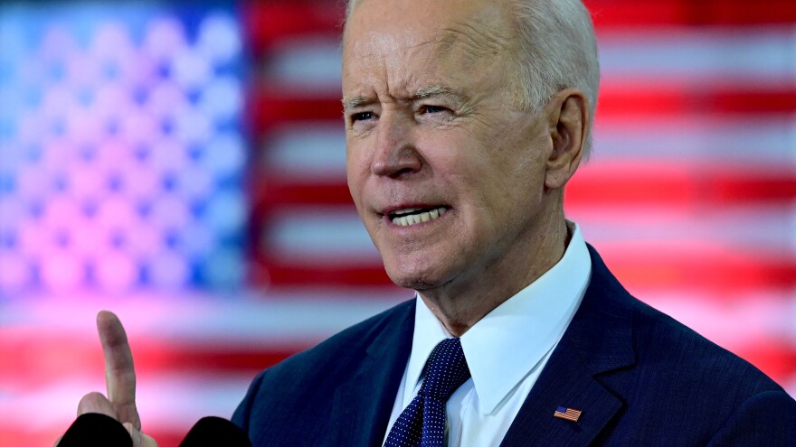 President Biden unveils a $2 trillion infrastructure plan in Pittsburgh on March 31. In his speech, Biden said the plan would help the U.S. compete with China.
