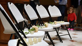 Chairs and candles placed by advocates and Mothers Against Drunk Driving members memorialize those to drunk driving during a press event with General Assembly Transportation Committee co-chairs Rep. Roland Lemar and Sen. Christine Cohen calling for passage of a bill lowering the blood-alcohol concentration for DUI from 0.08% to 0.05%. Connecticut would be the second state to do so, following Utah.