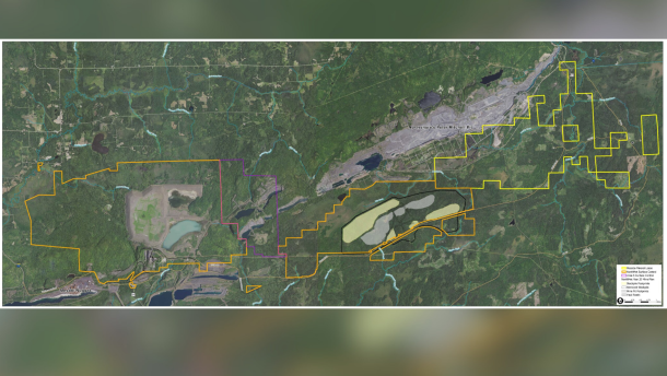 A map of NewRange's project area, including the mine and processing plant.
