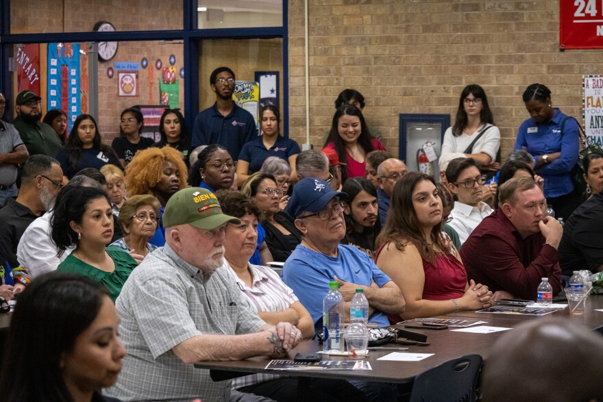 Residents at the town hall with San Antonio Mayor Gina Ortiz Jones.