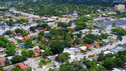 Aerial view of a neighborhood