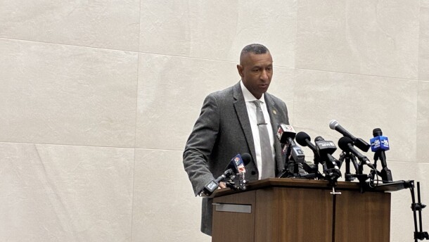 Forsyth County Sheriff Bobby Kimbrough spoke at a press conference about a fatal incident at North Forsyth High School on Dec. 11, 2025.