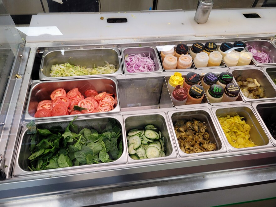 Sandwich ingredients at the Basemar Subway sandwich shop in Boulder, CO. These ingredients were not necessarily grown with regenerative practices, but they will help fund the next acre of regenerative farming in Colorado