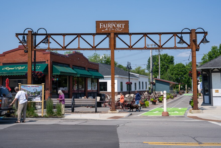 The Empire State Trail trail runs through the village of Fairport, crossing North Main Street.