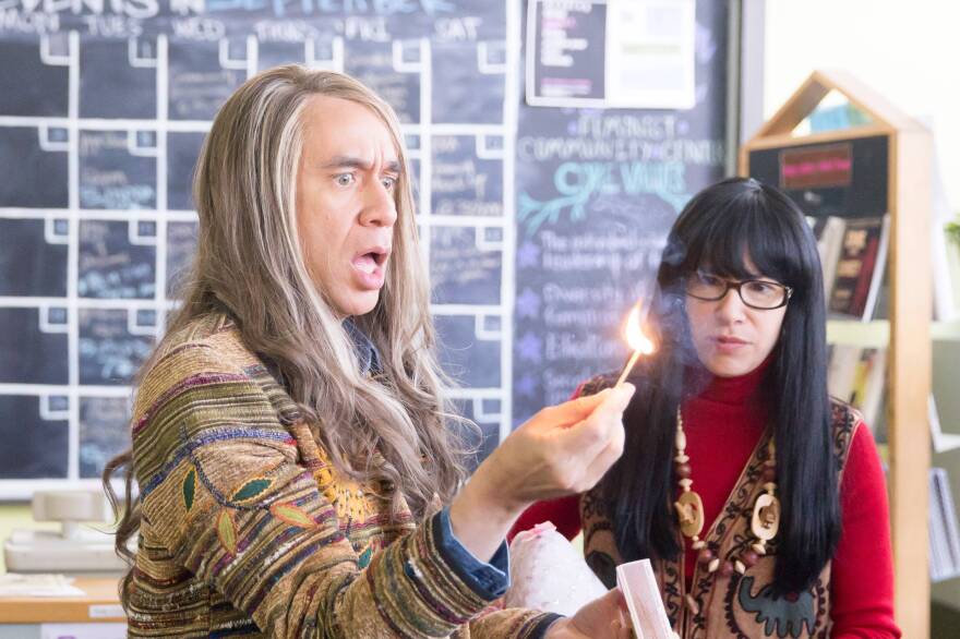 Fred Armisen performs as Candace and Carrie Brownstein as Toni in a <em>Portlandia</em> sketch about two feminist bookstore owners  in Portland.