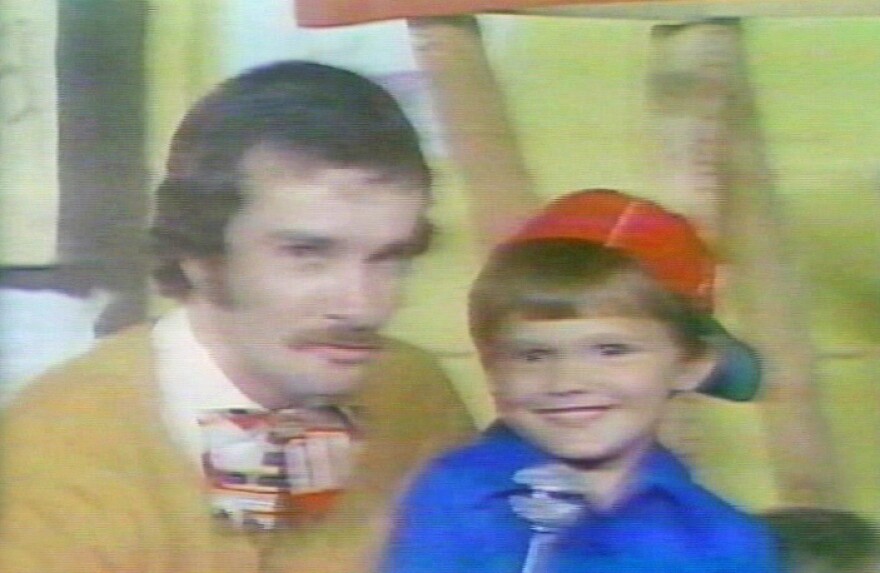 Denny Hazen (left) hosted and produced numerous news, entertainment, and sports programs on WJAN until the mid-1980s. This 1974 episode of 'Jeepers Clubhouse' also featured his son, Denny II, who today has gained fame both for his work in Cleveland media and for his music career as 'Blazin' Hazen.'