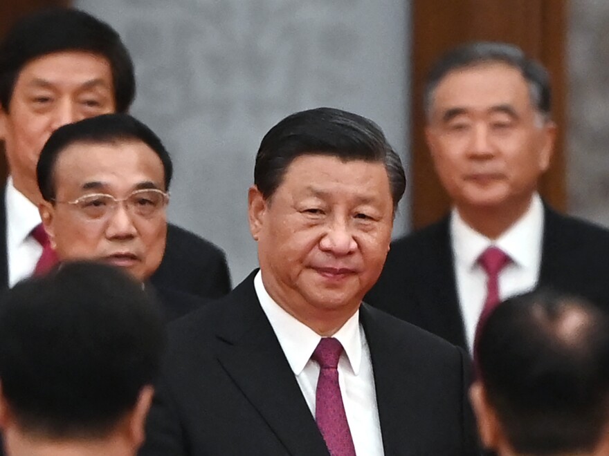 Chinese President Xi Jinping arrives at a reception in Beijing in this file photo from September.