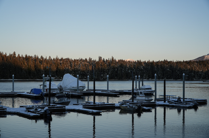 Empty slips in the harbor in Angoon.