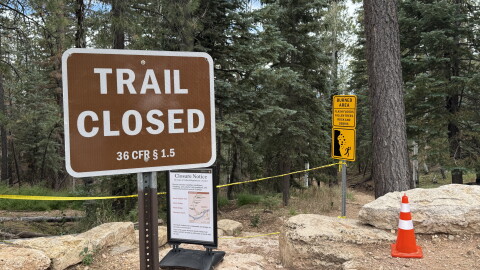 Officials closed the North Kaibab Trail, seen here on Sept. 6, 2026, indefinitely following major damage from flash floods the week before.