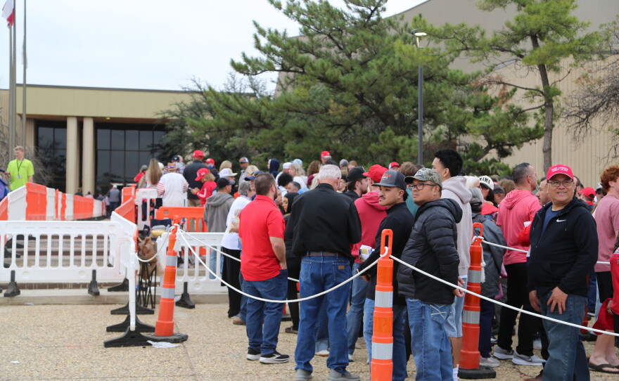 As President Trump's rally for Ken Paxton began, thousands of hopeful attendees were still waiting at the door.