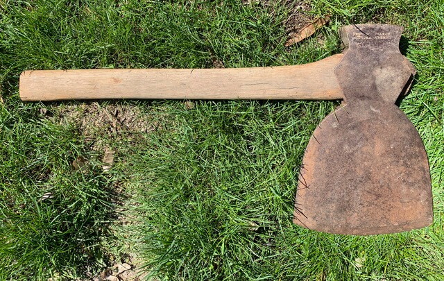 The mysterious broadaxe found in the Schick Barn.