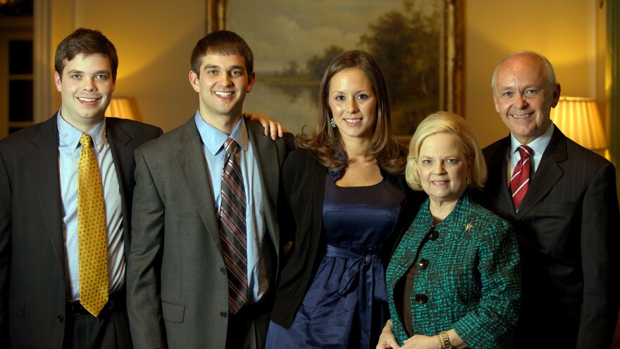 Peggy Wallace Kennedy with her family (from left) Burns Kennedy, Leigh Kennedy, Stephanie Rion Kennedy (wife of Leigh) and Mark Kennedy.