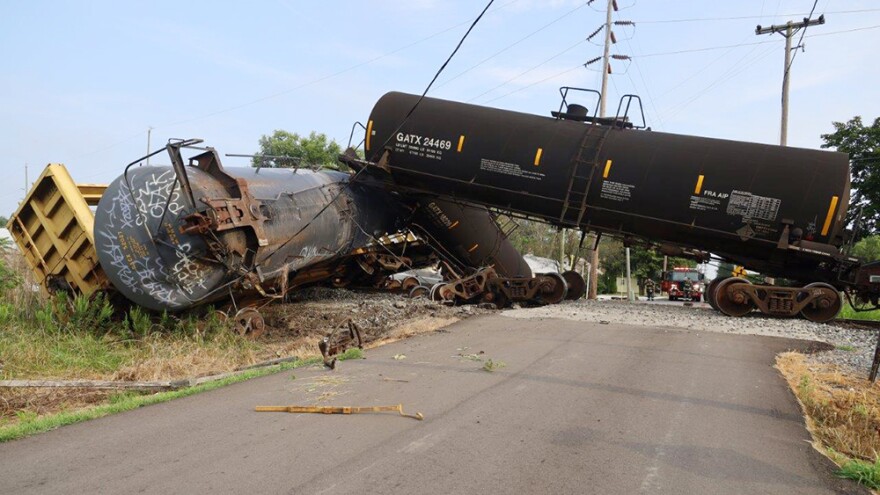 Thirteen cars of a CSX freight train derailed Thursday in Fountaintown.