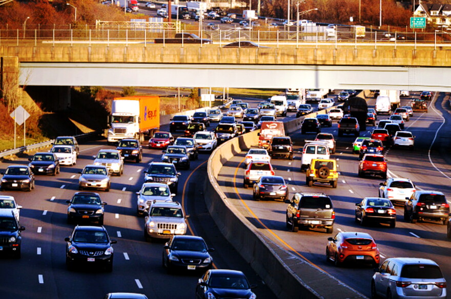 FILE: Traffic on I-95 in Norwalk. City officials say the highway has made it difficult for South Norwalk residents to access Wall Street, but say a new project will include improved pedestrian and cycling routes for additional safety.