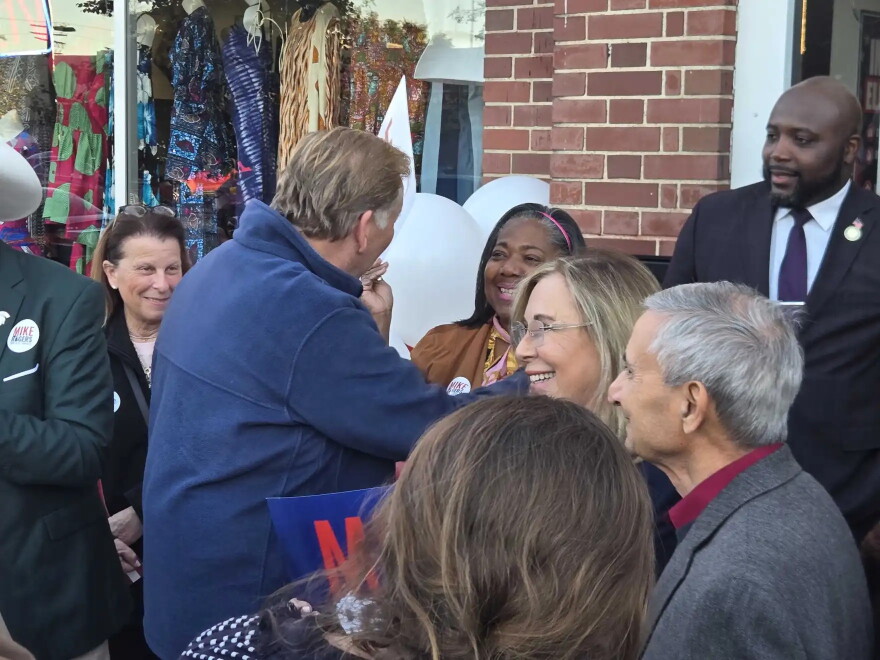 Mike Rogers greets supporters on Oct. 18, 2026 at the opening of his campaign's Detroit field office.