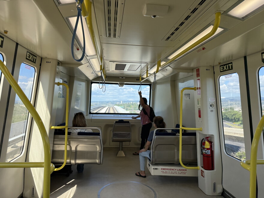 Passengers ride Skyline on the island of Oʻahu on Jan. 25, 2026.