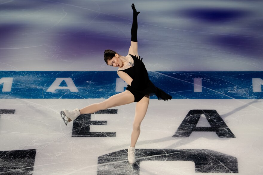 Isabeau Levito performs in exhibition after being named to the 2026 U.S. Olympic Figure Skating Team at the Enterprise Center on Sunday, Jan. 11, 2026, in St. Louis’ Downtown West neighborhood.