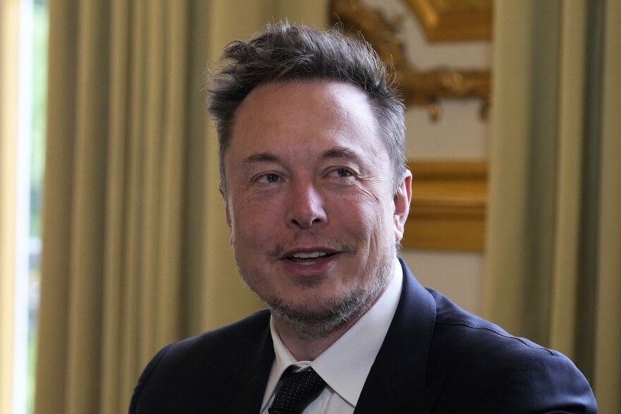 Elon Musk is pictured in May in Paris. A California man says he was harassed after Musk amplified posts on X that falsely said he was involved in a confrontation between far-right protesters.