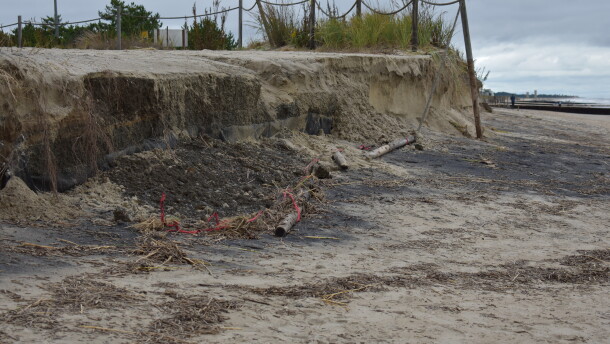 What was previously a sand ramp at Rehoboth Beach is now a steep dropoff of about 3 feet.
