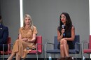 Rep. Brittany Pettersen (left) and Rep. Lauren Boebert (right) during the Colorado Chamber of Commerce’s congressional luncheon in Denver.