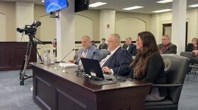 Left to right-28 year Locomotive Engineer Mark Elkins-Louisville Representative Kevin Bratcher-Martin Representative Ashley Tackett Laferty