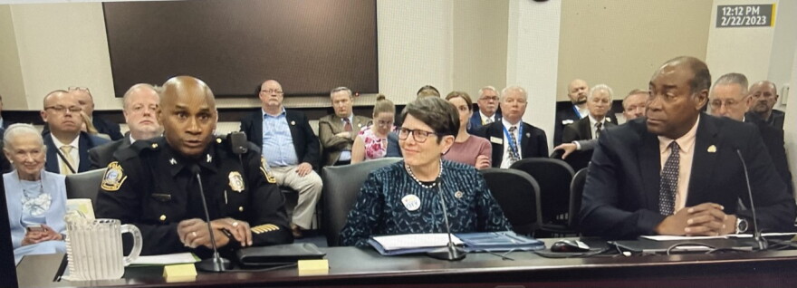 Left to Right-Lexington Police Chief Lawrence Weathers-Lexington Mayor Linda Gorton-Jessamine State Senator Donald Douglas