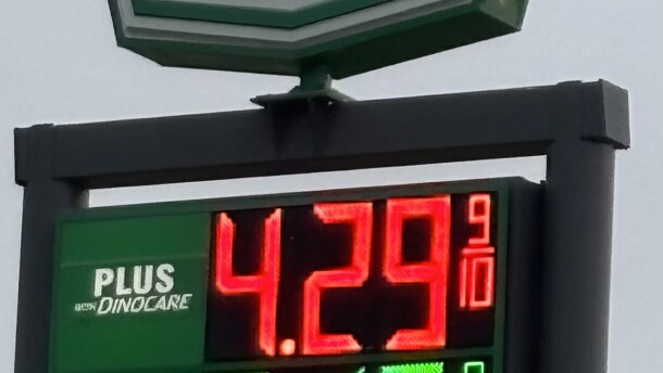 The price of gasoline is shown at a Sioiuxland station on May 4, 2026. (Bret Hayworth, Siouxland Public Media News)