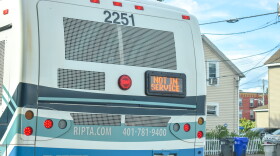 An out-of-service Rhode Island Public Transit Authority Bus seen stopped on Huntington Avenue in Providence on Aug. 28, 2025.