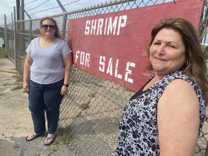 Calais Boudreaux (left) and Penny Boudreaux can barely keep the doors open at Twin City Shrimp Co., owned by one of the oldest shrimping families in the Port Isabel area.