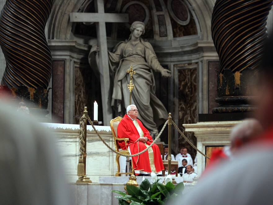 Cardinal Bernard Law, former archbishop of Boston, celebrates Mass in April 2005 inside St. Peter's Basilica in Vatican City.