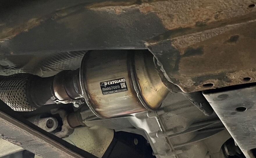 A catalytic converter, one of three on a popular make of SUV.