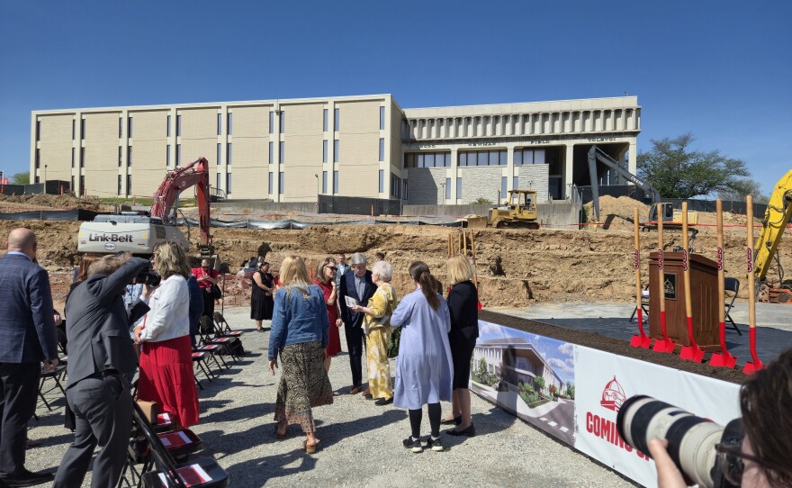 Supporters gather before groundbreaking ceremony.