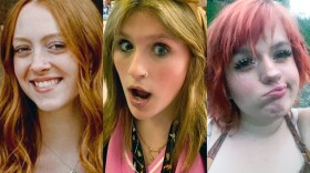 A photo of three BATS (Bringing Awareness to Students) members — Mary Cunningham, Anaiah Westmoreland, and Lively Garringer, pose in individual portraits, each showing off a playful face expression.
