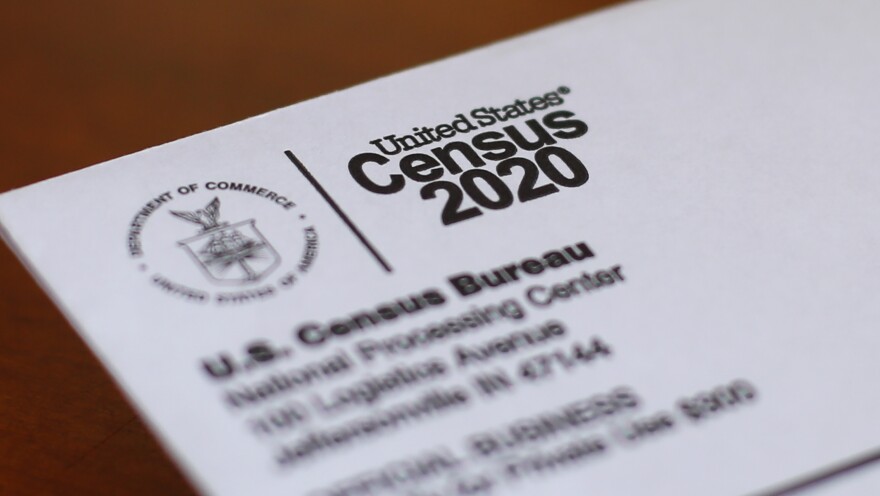 This April 5, 2020, file photo shows an envelope containing a 2020 census letter mailed to a U.S. resident in Detroit.